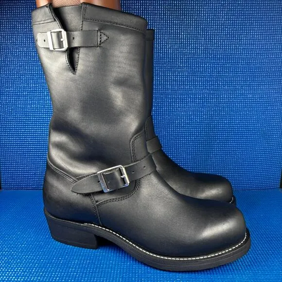 🔴 CODY JAMES Men`s Size 12M Black Leather Biker Boots CJ1320BL