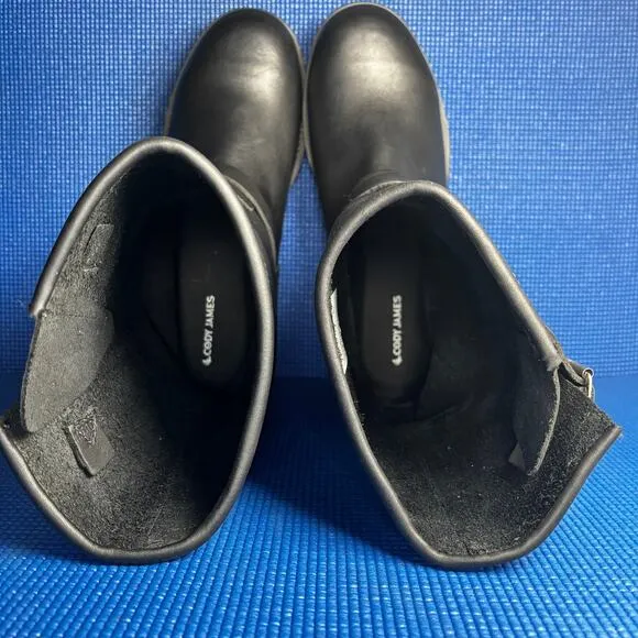 🔴 CODY JAMES Men`s Size 12M Black Leather Biker Boots CJ1320BL