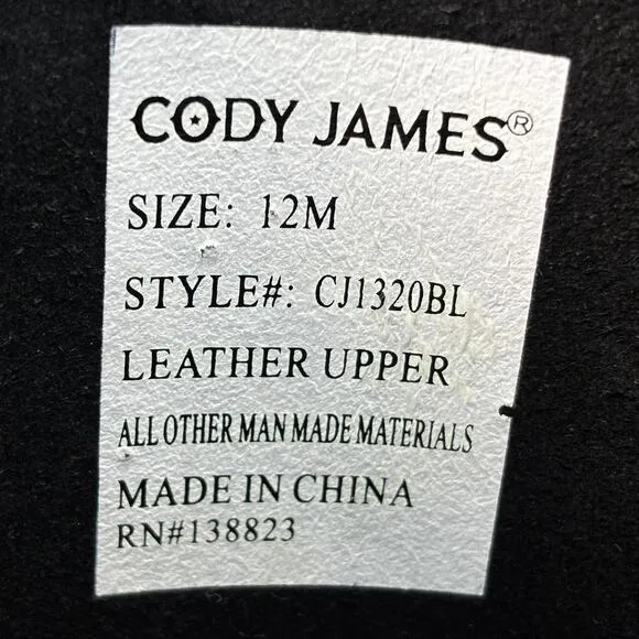 🔴 CODY JAMES Men`s Size 12M Black Leather Biker Boots CJ1320BL