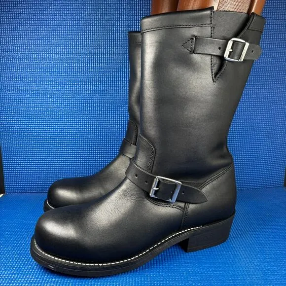 🔴 CODY JAMES Men`s Size 12M Black Leather Biker Boots CJ1320BL