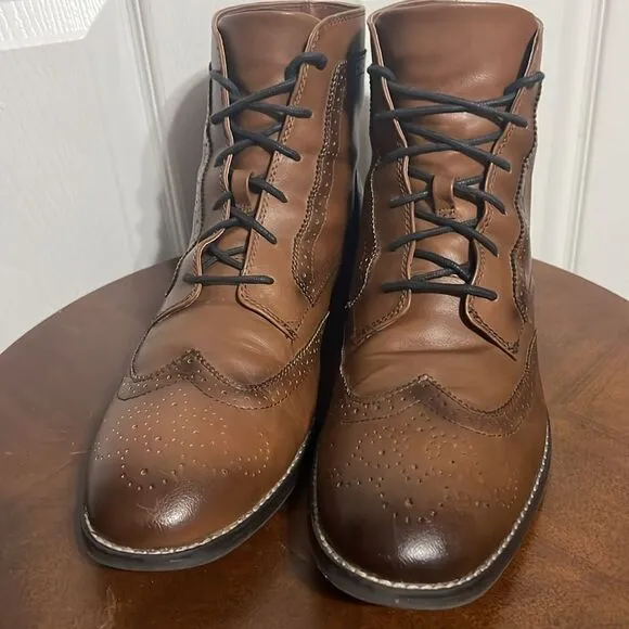 🔥🔥 H&amp;M Brown Chukka Wingtip Lace Up Boots - Men Sz 11.5 - PERFECT Condition
