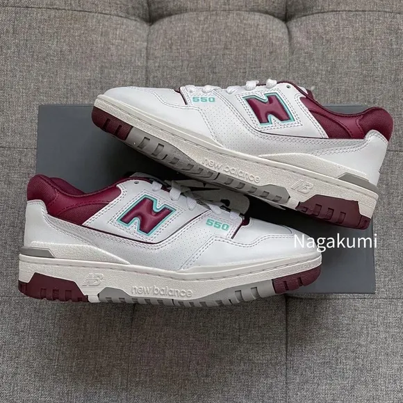 🍁🍂 new balance 550 white maroon classic retro shoes