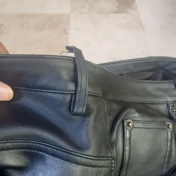 100% Calfskin Leather Button Fly 5-Pocket Pants By Bagazio, EUC