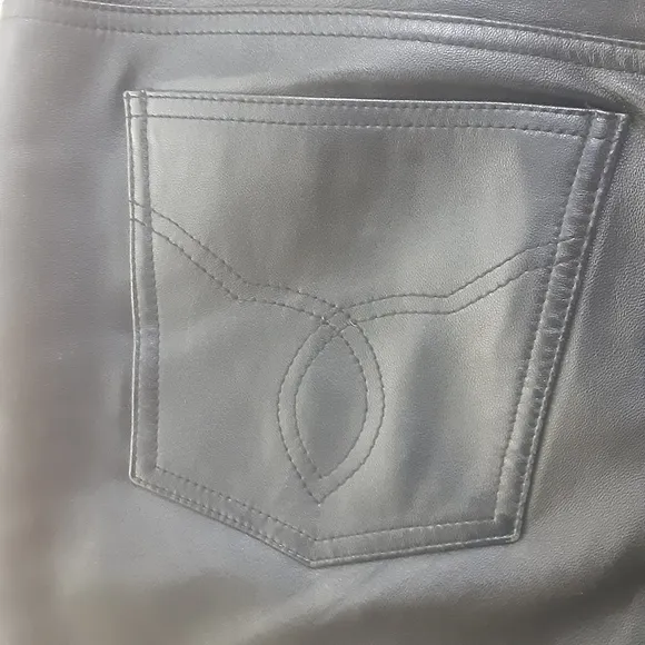 100% Calfskin Leather Button Fly 5-Pocket Pants By Bagazio, EUC