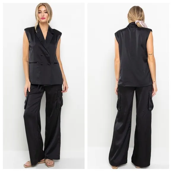 33 Most Fabulous Satin Vest Jacket and Cargo Pants Set