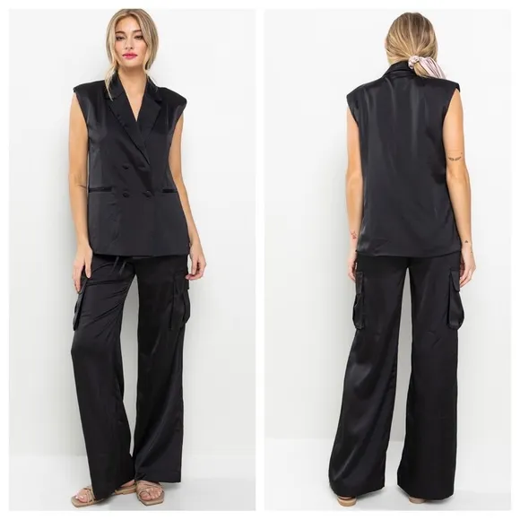 33 Most Fabulous Satin Vest Jacket and Cargo Pants Set