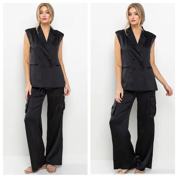 33 Most Fabulous Satin Vest Jacket and Cargo Pants Set