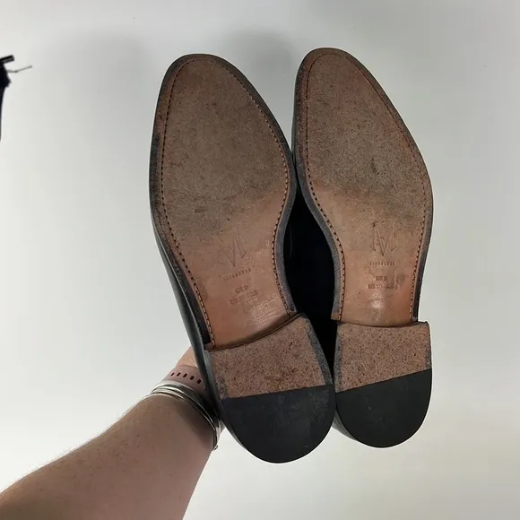 3DM black leather tassel slip on classic office loafers us mens size 10