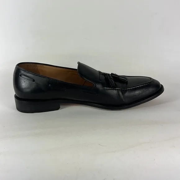 3DM black leather tassel slip on classic office loafers us mens size 10
