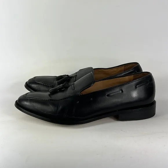 3DM black leather tassel slip on classic office loafers us mens size 10