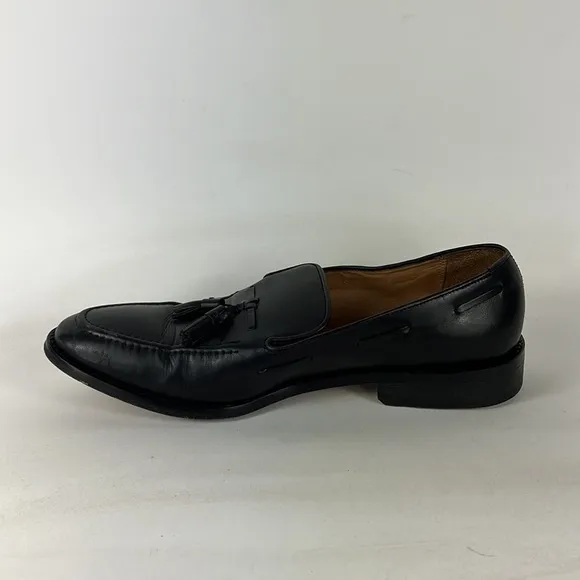 3DM black leather tassel slip on classic office loafers us mens size 10