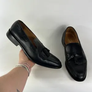 3DM black leather tassel slip on classic office loafers us mens size 10
