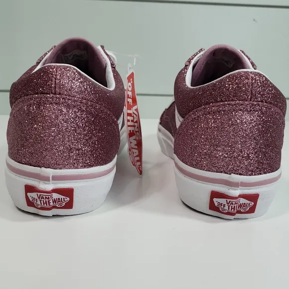 6Y Vans Old Skool Skateboard Sneaker Sparkle Gliter Pink Junior Teen Kids Shoes