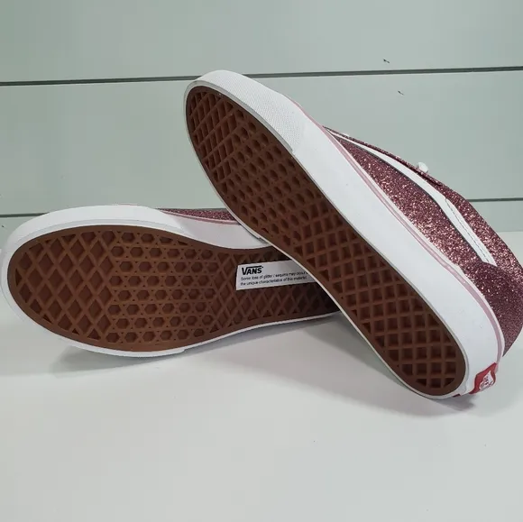 6Y Vans Old Skool Skateboard Sneaker Sparkle Gliter Pink Junior Teen Kids Shoes