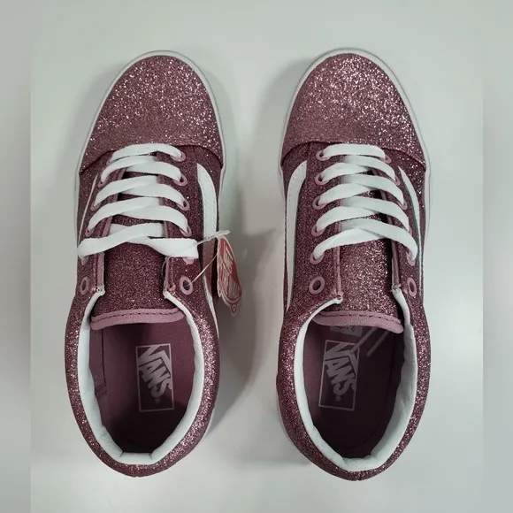 6Y Vans Old Skool Skateboard Sneaker Sparkle Gliter Pink Junior Teen Kids Shoes