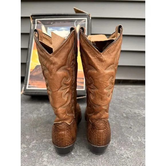 Abilene Python Snakeskin Leather Men's 10 D Cowboy Western Boots Brown Unique