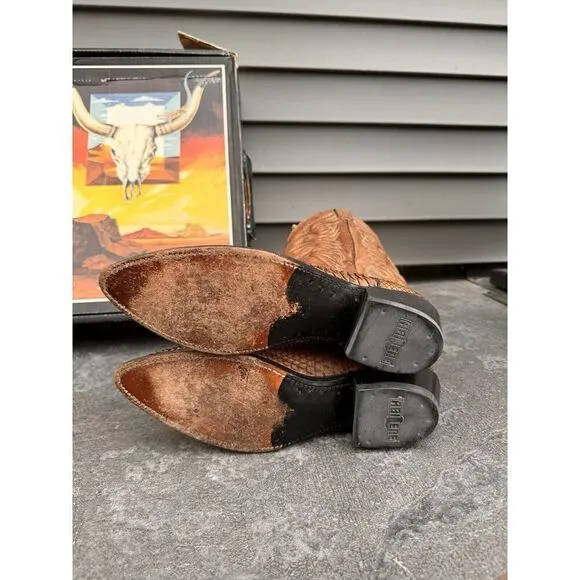 Abilene Python Snakeskin Leather Men's 10 D Cowboy Western Boots Brown Unique