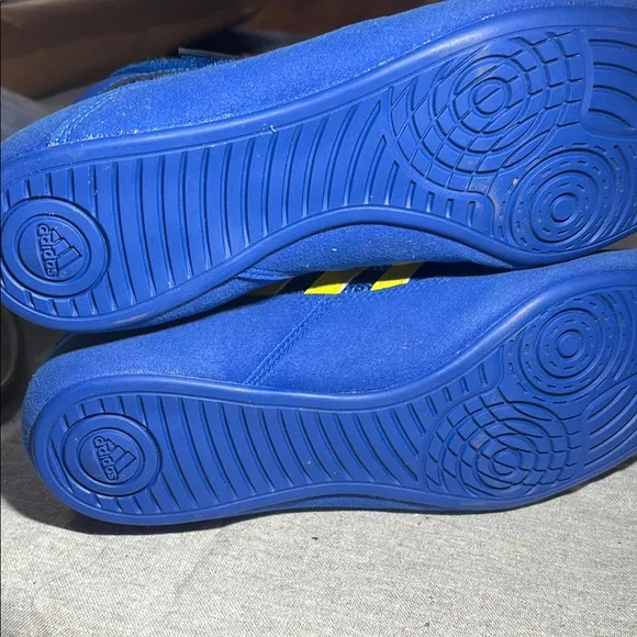 Adidas Blue and Yellow High-Top Athletic Shoes