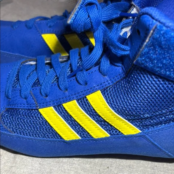 Adidas Blue and Yellow High-Top Athletic Shoes
