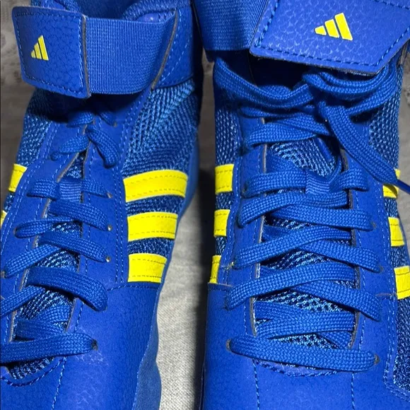 Adidas Blue and Yellow High-Top Athletic Shoes