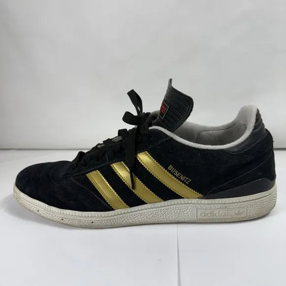 Adidas Busenitz Shoes Mens 12 Black Gold Sneakers Skateboarding Indoor Casual