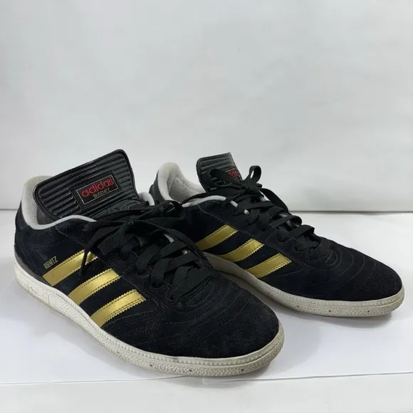 Adidas Busenitz Shoes Mens 12 Black Gold Sneakers Skateboarding Indoor Casual