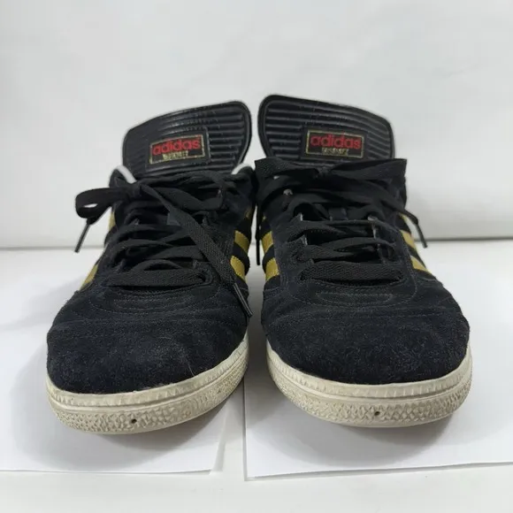 Adidas Busenitz Shoes Mens 12 Black Gold Sneakers Skateboarding Indoor Casual