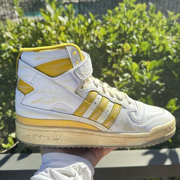 Adidas Forum 84 High Worn Yellow Men's Athletic Shoes GZ6468 Size 7