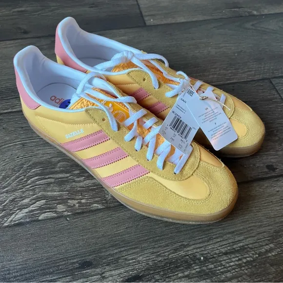Adidas Men's Gazelle Indoor Shoes Yellow/Pink Size 10.5 NEW IE2959