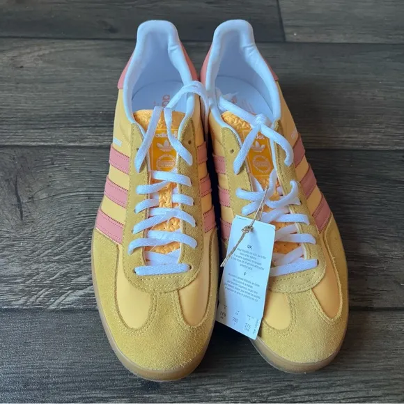 Adidas Men's Gazelle Indoor Shoes Yellow/Pink Size 10.5 NEW IE2959