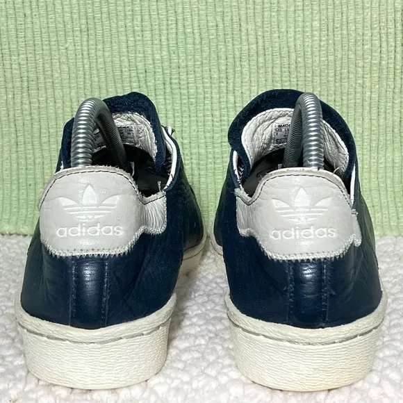 Adidas Men's Navy Blue/White Leather Shell Toe Classic Sneakers Shoes Size US 8