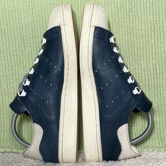 Adidas Men's Navy Blue/White Leather Shell Toe Classic Sneakers Shoes Size US 8