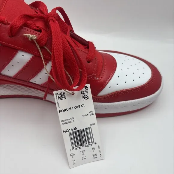 adidas Mens Shoes Size 13 Red White Originals Forum Low CL new with box HQ1495