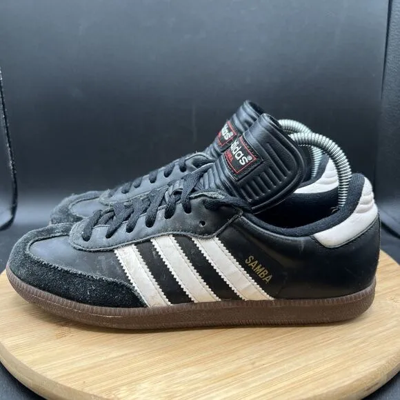 Adidas Men’s Size 7 Samba Classic Black Leather Suede Gum Shoes Sneaker 034563