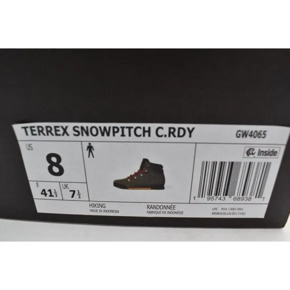 Adidas Mens Size 8 Terrex Snowpitch COLD.RDY Primaloft Insulated Hiking Boots