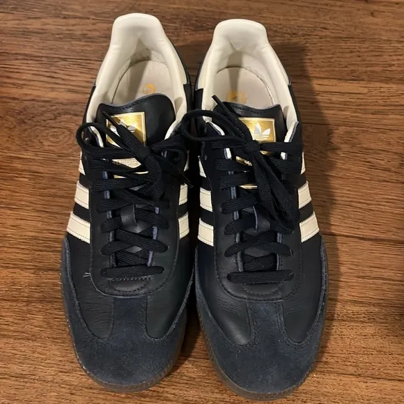 Adidas Navy Blue and White Samba Leather Sneakers