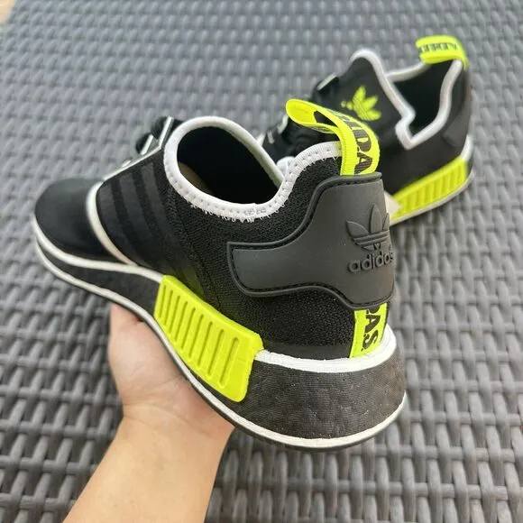 Adidas NMD_R1 Black Solar Yellow Men's Athletic Shoes GV7183 Size 13