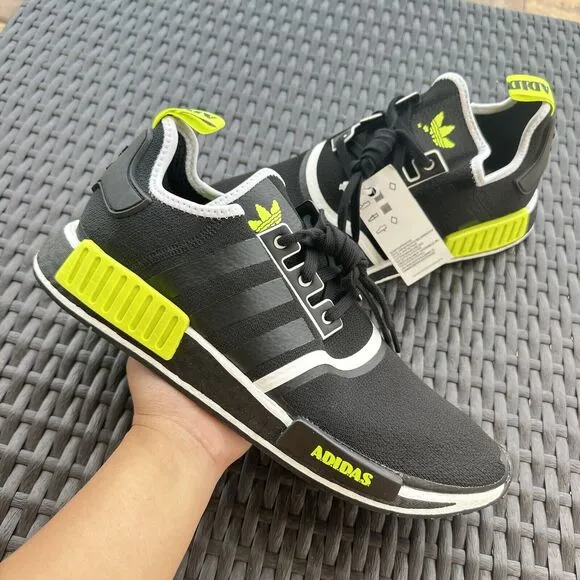 Adidas NMD_R1 Black Solar Yellow Men's Athletic Shoes GV7183 Size 13