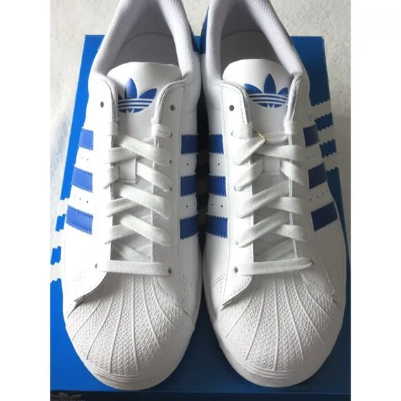 Adidas Originals Men's Superstar Shoes White Blue Cloud Shelltoe Sizes NIB