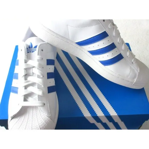 Adidas Originals Men's Superstar Shoes White Blue Cloud Shelltoe Sizes NIB