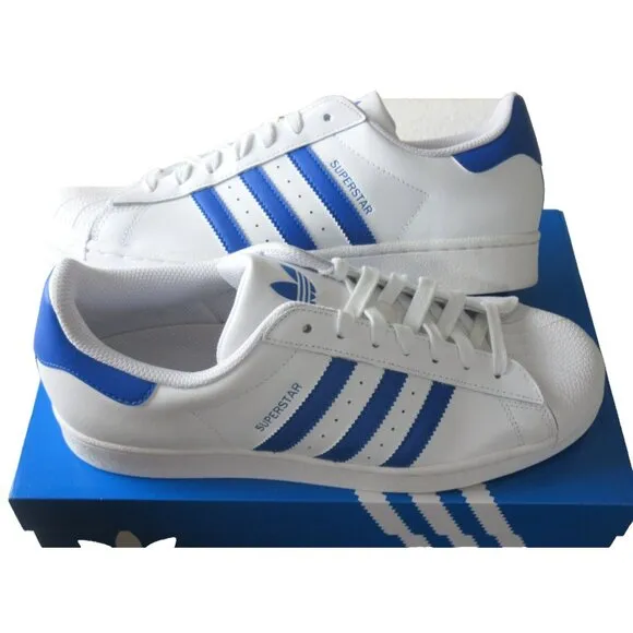 Adidas Originals Men's Superstar Shoes White Blue Cloud Shelltoe Sizes NIB