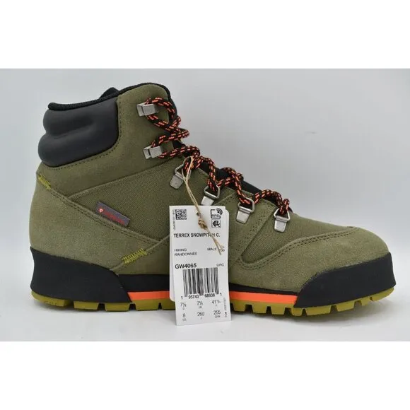 Adidas Outdoor Men Size 8 Terrex Snowpitch COLD.RDY Insulated Green Hiking Boots