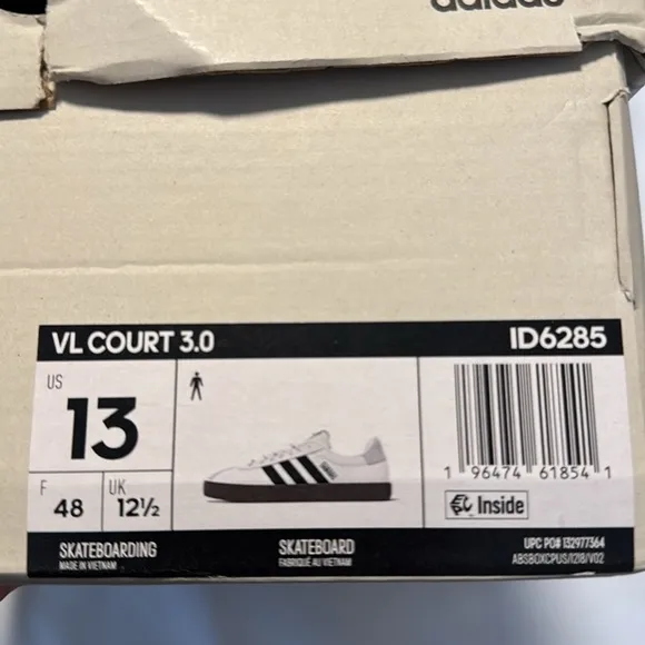 Adidas Skateboard Shoes Mens 13 White VL Court