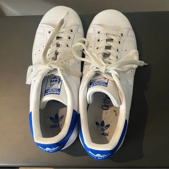 Adidas STAN SMITH SHOES white and blue mens size 5.5