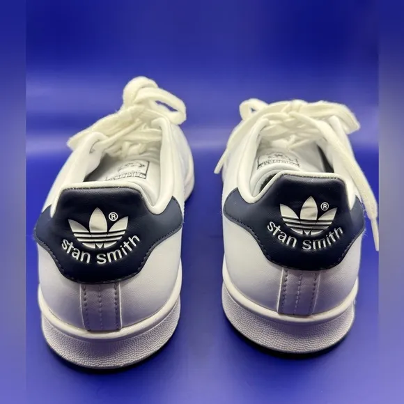 Adidas Stan Smith White with Navy Blue Classic Tennis Shoes Boys Size 7