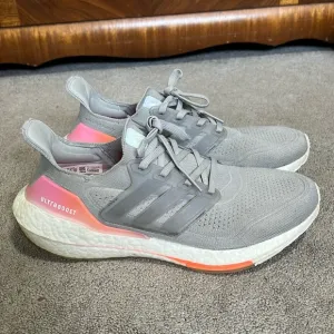 Adidas Ultraboost 21 Running Shoes Sneakers Grey Screaming Orange size 9.5