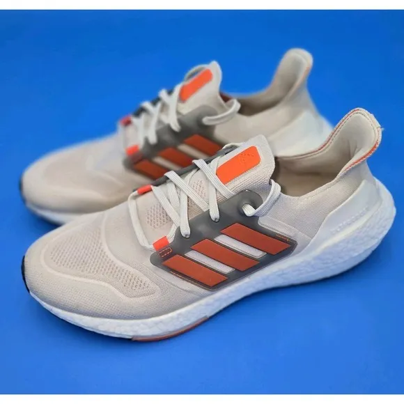 Adidas UltraBoost 22 Running Shoes Aluminium / Impact Orange GX6643 Men's US 12