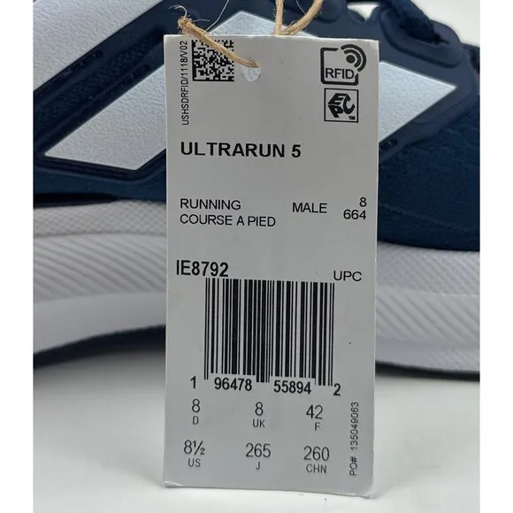 Adidas Ultrarun 5 Men Size 8.5 Blue White Running Shoes Athletic Sneakers IE8792