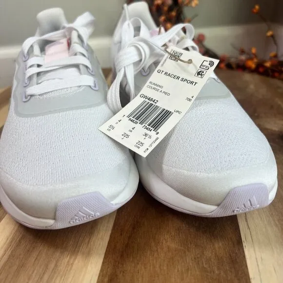 Adidas Women's Racer Sport Running Shoe Sz 5.5US White/Purple Tint/Red GW4842