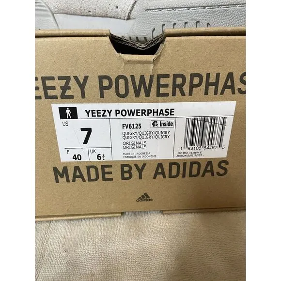 adidas Yeezy PowerPhase Quiet Grey - Size 7 men, size‎ 8.5 women W/box